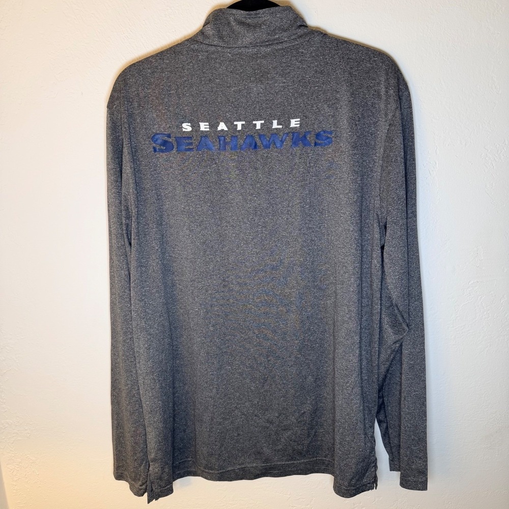 NFL Mens L Team Apparel Seattle Seahawks Gray Heather Quarter Zip Pullover - Picture 3 of 4